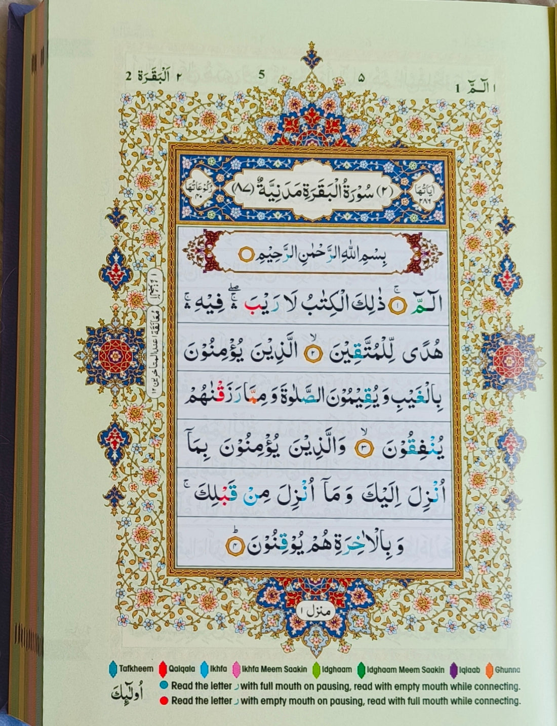 The Holy Quran Colour Coded Tajweed Rules (15 lined)