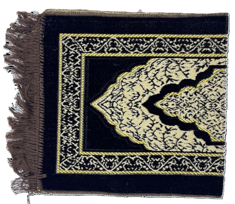 Kids' Dark Brown & Beige Islamic Prayer Mat – Child-Sized Janamaz