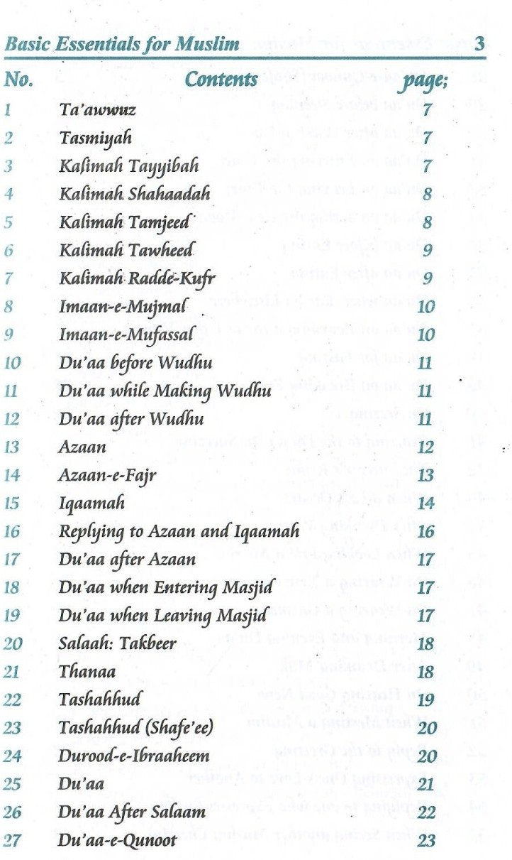 Basic Essentials For Muslims (English Translation & Transliteration)