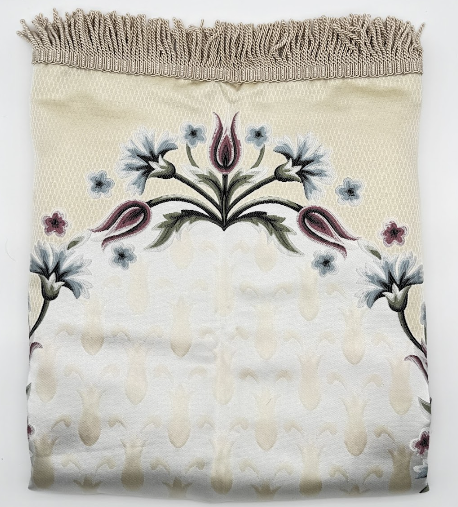 Ivory Floral Embroidered Prayer Rug