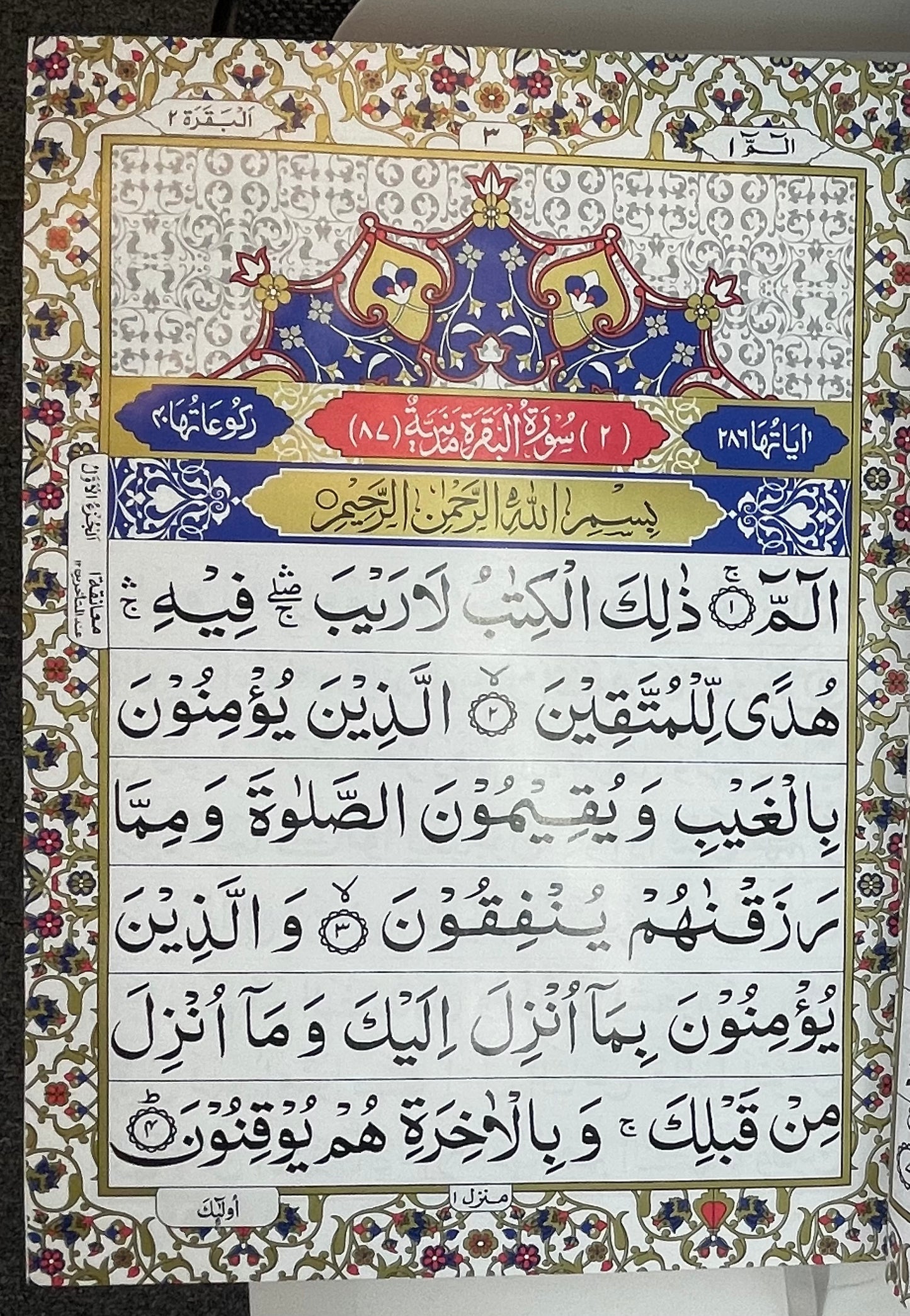 Velvet Quran with Gold Trim & Decorative Panel