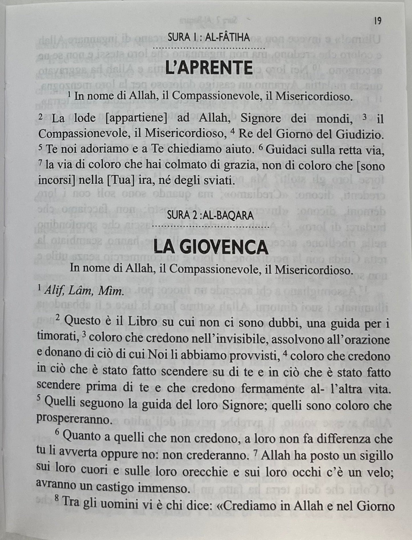 Italian Translation of the Holy Quran (Glorioso Corano)