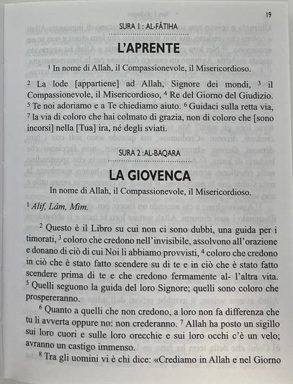 Italian Translation of the Holy Quran (Glorioso Corano)