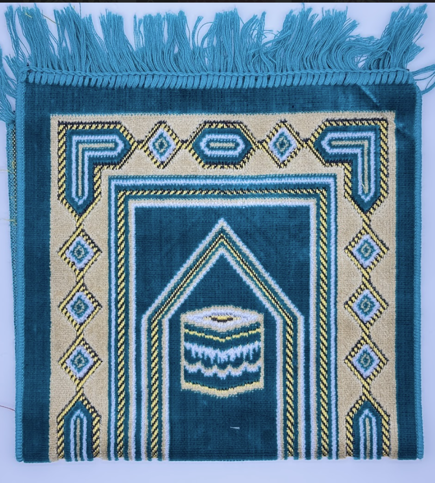 Kids' Teal & Beige Islamic Prayer Mat – Geometric Design Sajjadah
