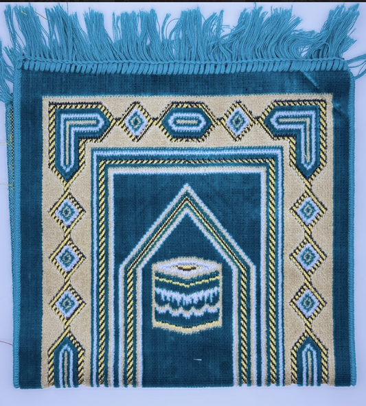 Kids' Teal & Beige Islamic Prayer Mat – Geometric Design Sajjadah