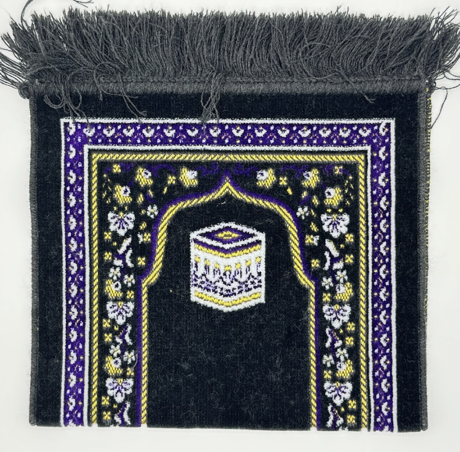 Kids' Black & Purple Islamic Prayer Mat – Kaaba Motif Sajjadah
