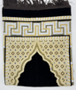 Adult Black & Gold Islamic Prayer Mat – Elegant Floral Arch Design