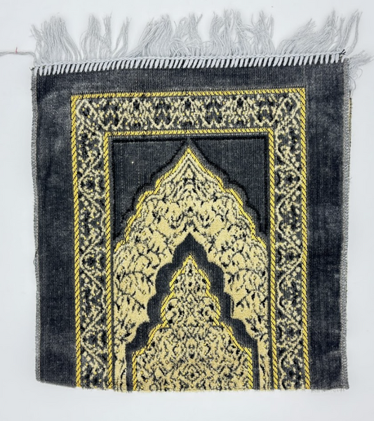 Kids' Gray & Silver Islamic Prayer Mat – Child-Sized Janamaz